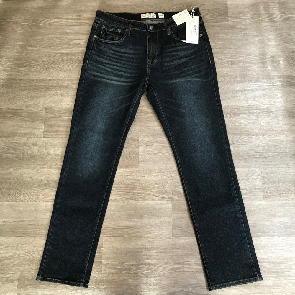 MBX Premium Denim Men Slim Fit Stretch Jeans Dark Wash Hotness 34x32 NWT